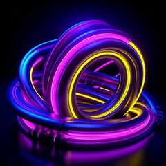 Glowing Neon Loops in Purple and Yellow