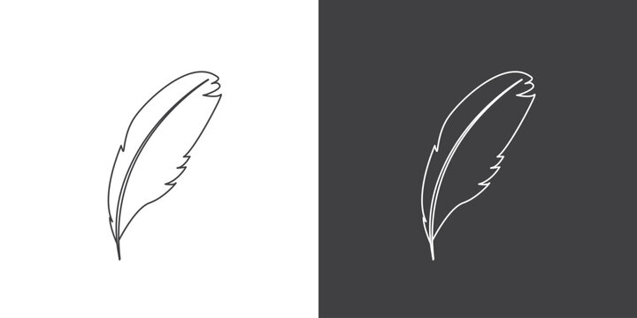 Simple feather line icon illustration vector template design.