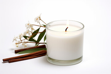 Obraz na płótnie Canvas Scented candle, white background, isolated