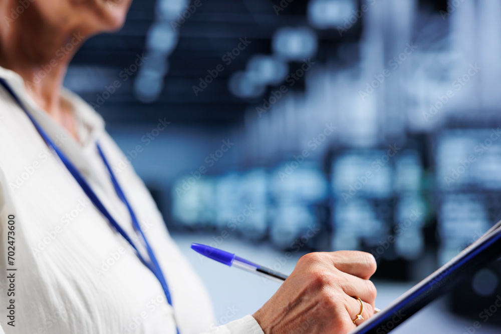 Poster manager using clipboard to assess supercomputer cybersecurity dangers arising due to unsecured netwo