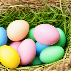 easter eggs in a basket