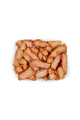 Gebratenes Putenfilet auf weißem Hintergrund angeordnet