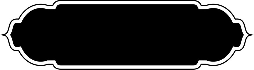 Islamic Label and Name Frame Glyph with outline Black Filled silhouettes Design pictogram symbol visual illustration