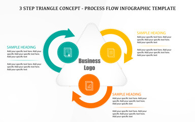 Triangle with circle shape infographic vector image with 3 steps	
