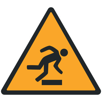 WARNING PICTOGRAM, FLOOR-LEVEL OBSTACLE ISO 7010 - W007
