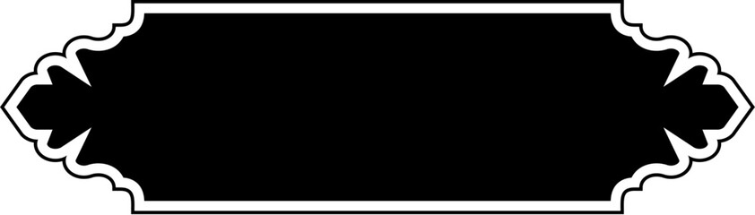 Islamic Label and Name Frame Glyph with outline Black Filled silhouettes Design pictogram symbol visual illustration