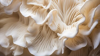Close up of white colored Oyster mushroom. - obrazy, fototapety, plakaty