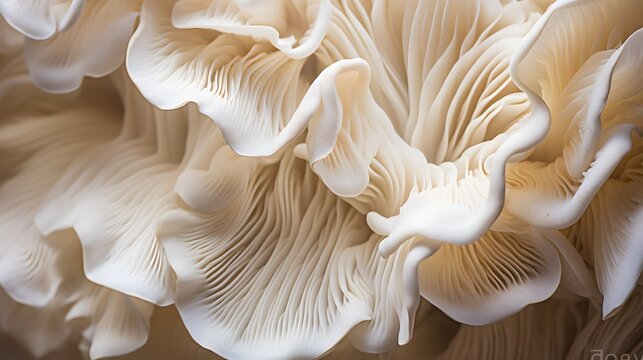 Close up of white colored Oyster mushroom.