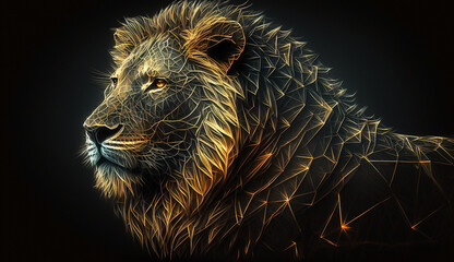 low poly lion
