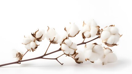 Cotton flower isolated on white background, full depth of field