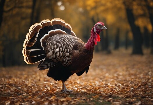 Turkey in autumn park