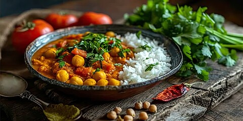 Fragrant Spice in a Vegan Delight - Turmeric Chickpea Curry - Vegan Spice Symphony on a Plate - Subtle Light Enhancing Culinary Fragrance