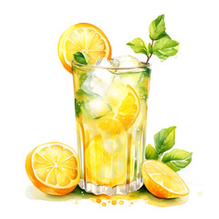 Cocktail lemon watercolor 