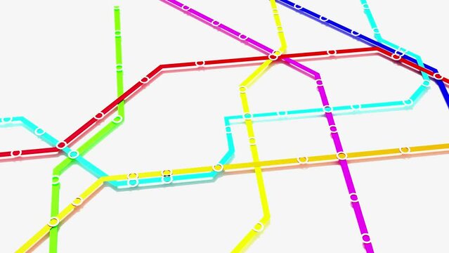 Animation of the route network of a public transport system
