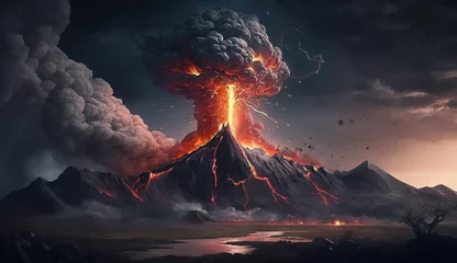 Möbelaufkleber Eruption of super volcano © KHAIDIR