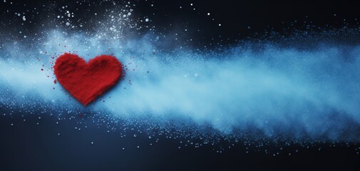 blue sand heart happy valentines day. blured light background, AI Generated - obrazy, fototapety, plakaty