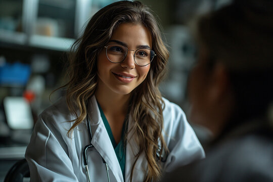 Young Doctor Providing Support and Optimistic Consultation to Senior Patient in a Well-Equipped Medical Office Setting, Working Good Medicine