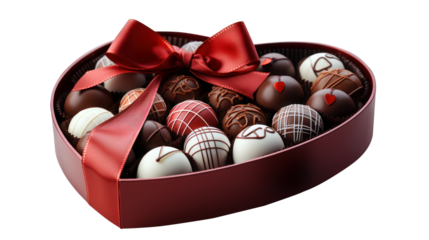 heart shaped box with chocolates isolated