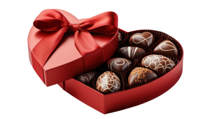 heart shaped box with chocolates isolated