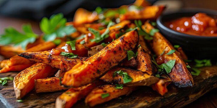 Spicy Southern Comfort - Cajun Spiced Sweet Potato Fries - Culinary Warmth in Every Bite - Soft Light Enhancing Southern Comfort