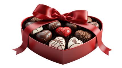 heart shaped box with chocolates isolated