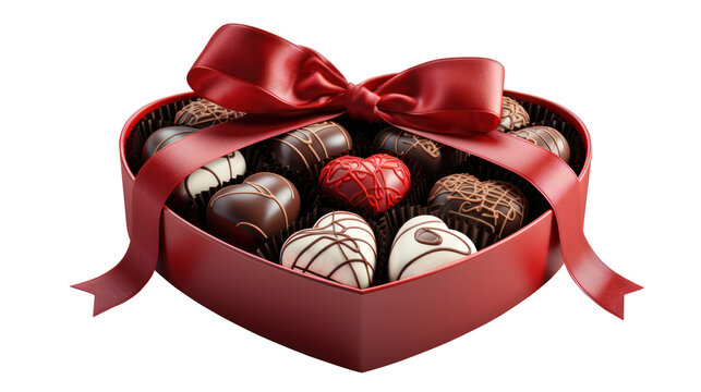 heart shaped box with chocolates isolated