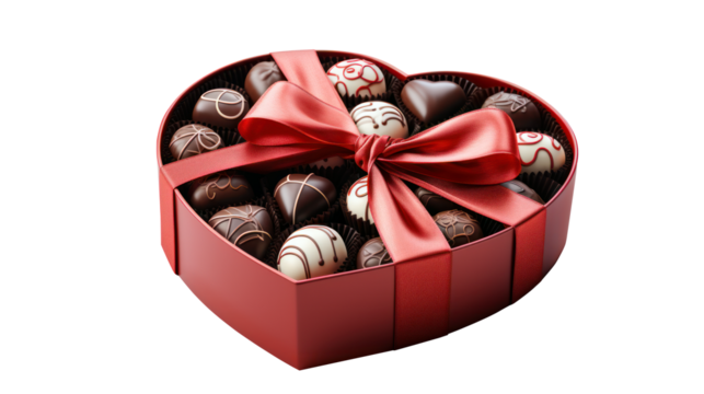 heart shaped gift box with chocolates isolated