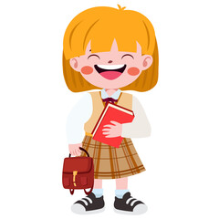 Happy cute children in school uniform