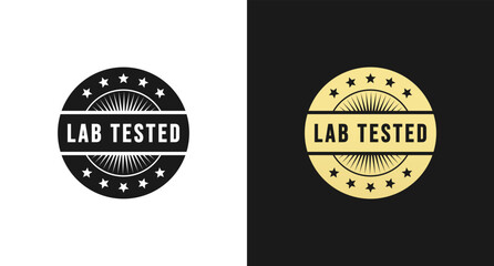 Lab Tested Stamp or Lab Testing Seal Vector Isolated. Best lab tested stamp vector for product packaging. Lab tested label vector for product design. - obrazy, fototapety, plakaty