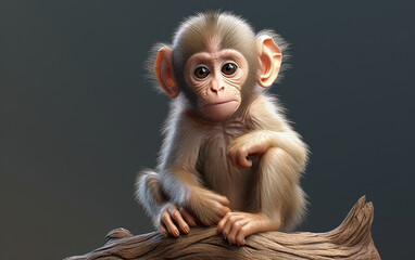 3D cute baby monkey