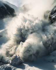 Huge, powerful avalanche rushes down mountain, sweeping everything in its path