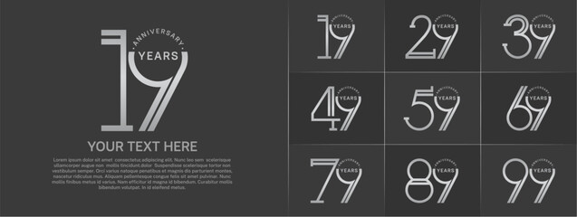 set of anniversary logotype silver color for special celebration event