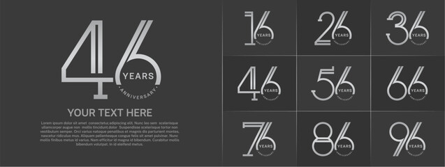 set of anniversary logotype silver color for special celebration event