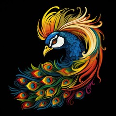 Obraz premium Beautiful peacock. Bbird with ornamental feathers, character of nature with decorative elegant plumage