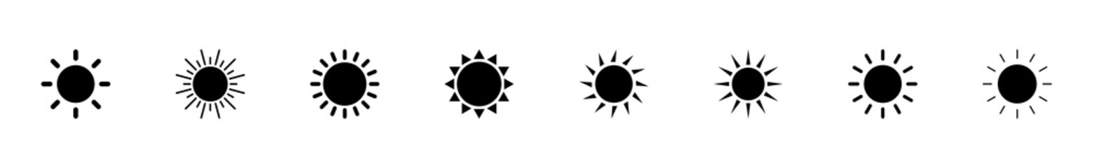 Sun icon set. Brightness Icon vector