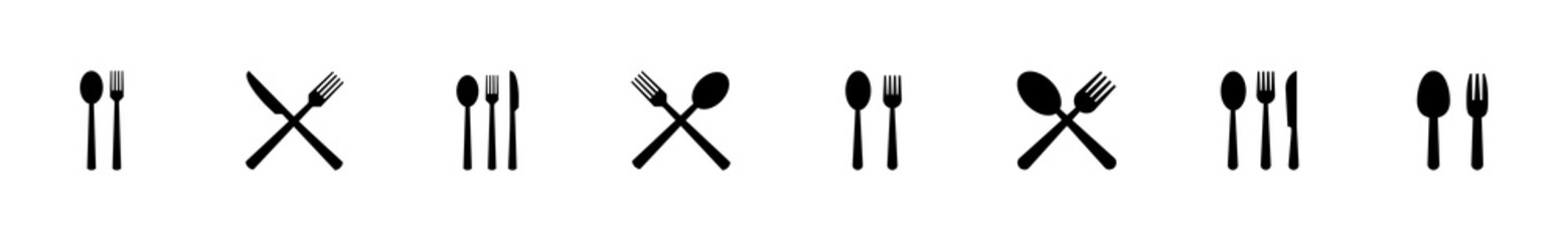 spoon and fork icon set. spoon, fork and knife icon vector. restaurant icon