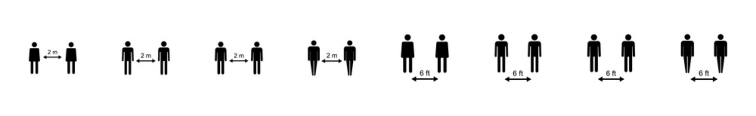Social distance icon set. social distancing icon. self quarantine sign