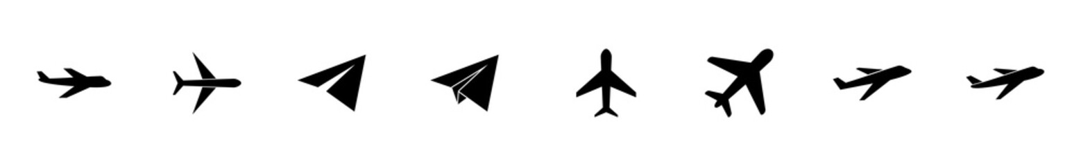 Plane icon set. Airplane icon vector. Flight transport symbol. Travel illustration. Holiday symbol - obrazy, fototapety, plakaty