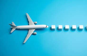 Air miles and airline loyalty program bonuses. The plane flies along a dotted route. Popular travel...