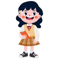Happy cute children in school uniform
