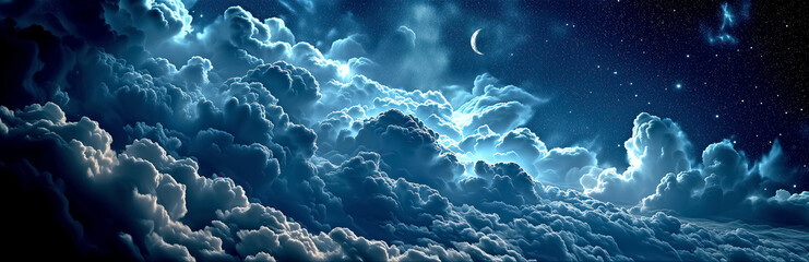 blue storm clouds, dramatic sky, glowing clouds