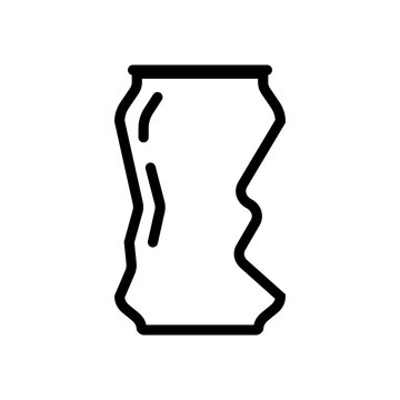 recommend clip art: Aluminum soda, beer can crushed outline icon