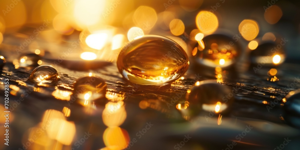 Poster a close up view of a glass ball placed on a table. perfect for adding a touch of elegance to any des