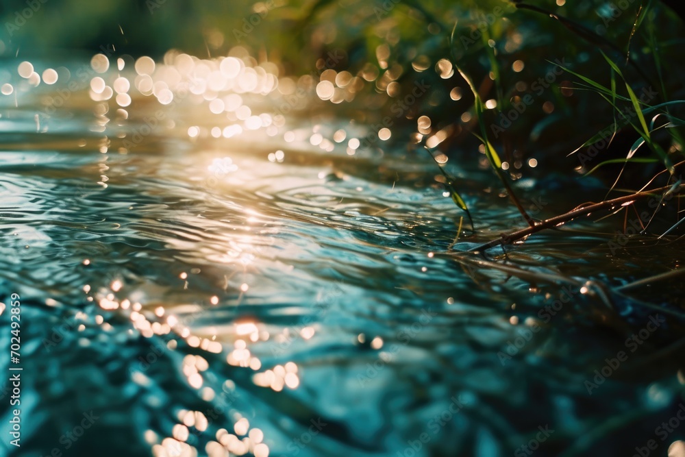 Poster A detailed view of a body of water. This image can be used to depict various concepts related to nature, tranquility, and relaxation