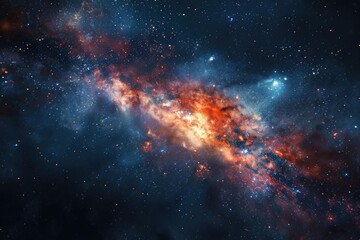 A stunning image of a galaxy filled with stars against a vibrant blue sky. Perfect for science fiction themes or backgrounds for digital projects - obrazy, fototapety, plakaty