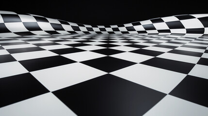 High-Resolution Classic Black and White Checkerboard Pattern Capturing Timeless Elegance