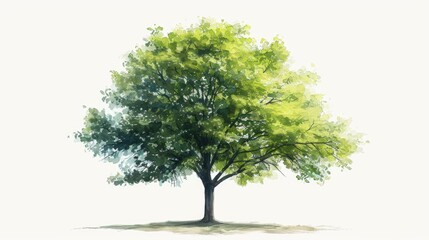 Fototapeta premium A beautiful watercolor painting of a tree on a white background. Perfect for nature-themed designs and artwork