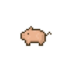 Simple drawing of a pig, pixel art animal