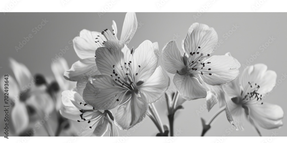 Poster a black and white photo featuring a bunch of flowers. this versatile image can be used in various pr