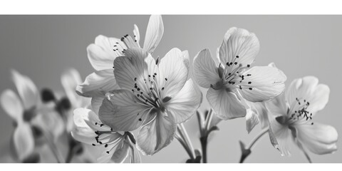 A black and white photo featuring a bunch of flowers. This versatile image can be used in various projects